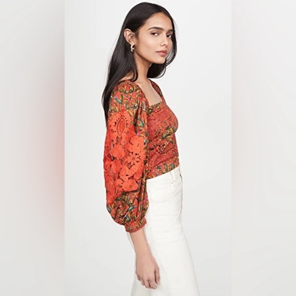Farm Rio Tucano Paradise Lace Blouse. Size xs. Perfect condition. - Picture 2 of 5